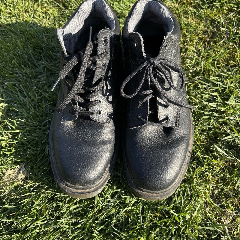 Dr. Martens Harrisfield Boots Mens Size 12 Black Leather Work Combat Cushioned - Picture 2 of 6